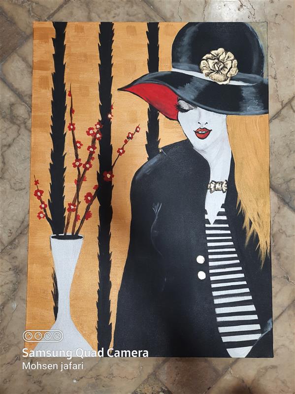 هنر نقاشی و گرافیک محفل نقاشی و گرافیک محسن جعفریmohsenjafari-art اثر پرتره زن مدرن ،دکورال 
دارای گواهینامه دوزبانه 
ابعاد cm۵۰×۷۰cm
کار شده با بهترین متریال ورق طلا ،رنگ ،بوم ،وارنیش مخصوص 
کار ذهنی میباشد و دارای شکست نور در زاوایای مخلفت میباشد  باتشکر از صدهنر🏞