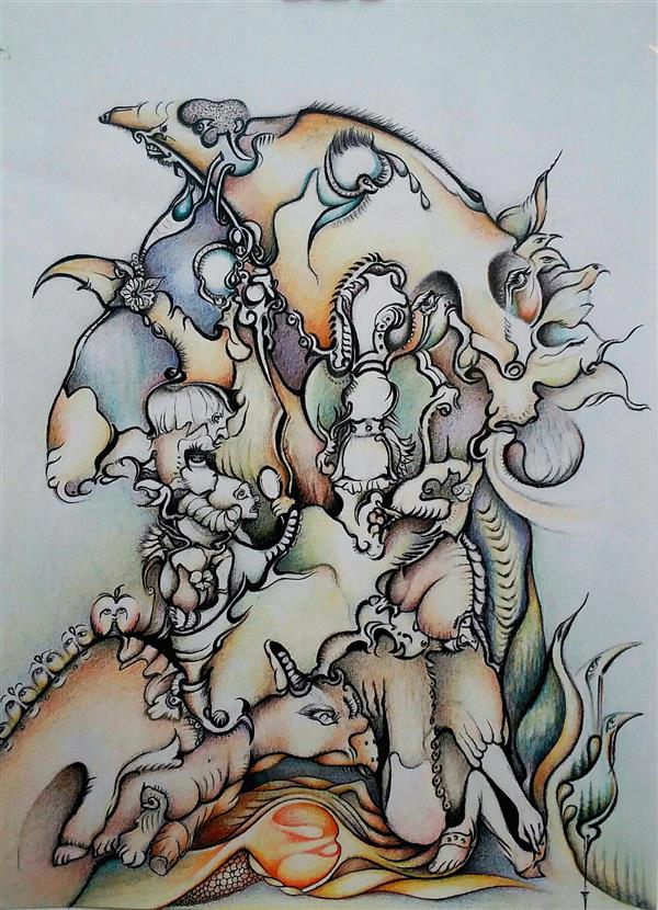هنر نقاشی و گرافیک محفل نقاشی و گرافیک پروین فلاحی پروین فلاحی
#عنوان: بادنیای انسانها غریبم
#مدادرنگی وراپید روی سطح کاغذ
#سال 13400