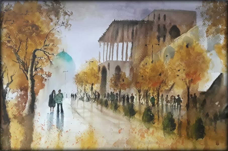هنر نقاشی و گرافیک محفل نقاشی و گرافیک صادق ابراهیمی نقاشی آبرنگ #میدان نقش جهان# عالی قاپو