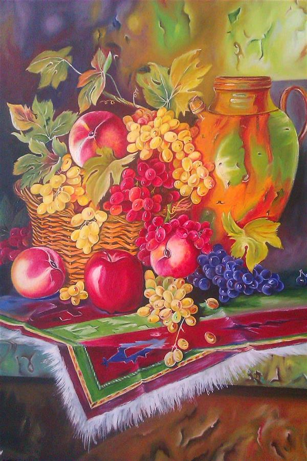 هنر نقاشی و گرافیک محفل نقاشی و گرافیک نفیسه کمال تکنیک رنگ و روغن 
نام اثر :سبد میوه 