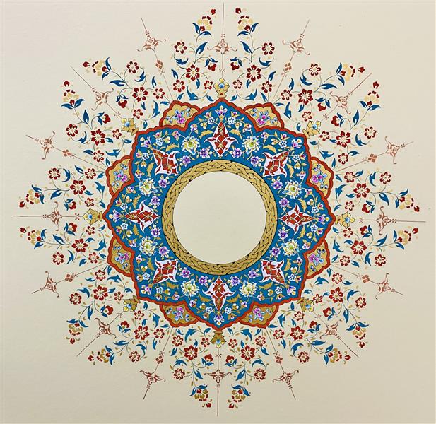 هنر نقاشی و گرافیک محفل نقاشی و گرافیک Marya baghaei  #طراحی #تذهیب #شمسه ترکیبی از گل های #ختایی و #اسلیمی روی مقوا ماکت با تکنیک #گواش  