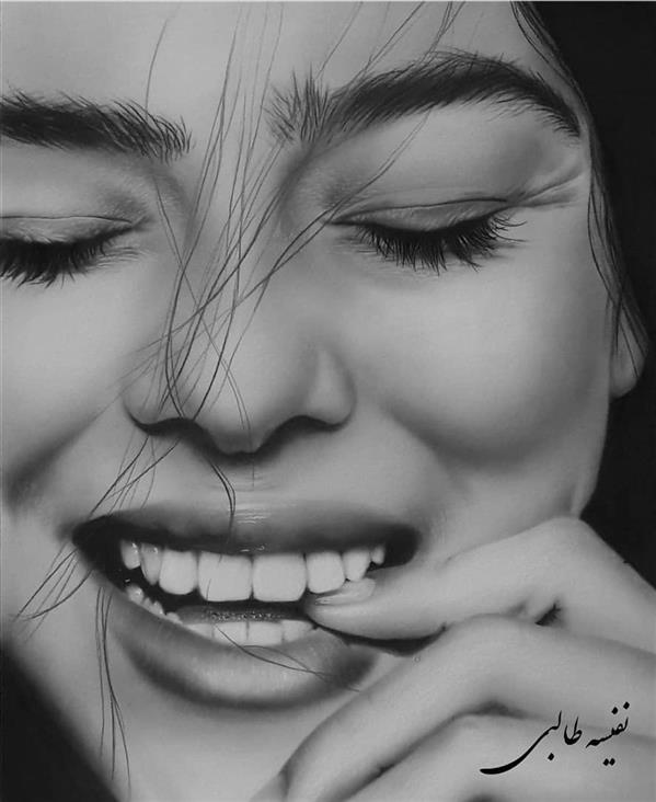 هنر نقاشی و گرافیک محفل نقاشی و گرافیک نفیسه طالبی  تکنیک سیاه قلم هایپررئالیسم