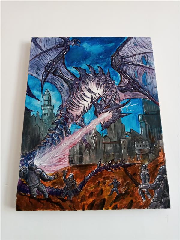 هنر نقاشی و گرافیک محفل نقاشی و گرافیک علیرضا آقازاده نقاشی purple dragon( اژدهای بنفش)با گواش روی بوم 
#اژدها #بنفش #گواش