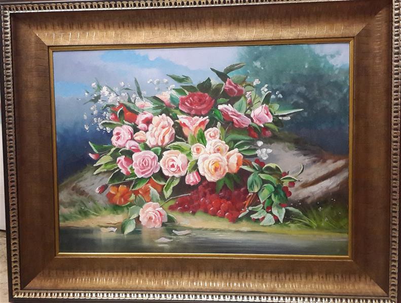 هنر نقاشی و گرافیک محفل نقاشی و گرافیک مژگان سبحانی رنگ روغن،گل روی صخره،مژگان سبحانی