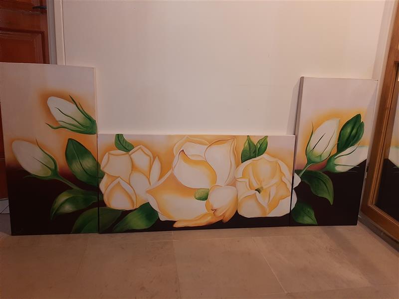 هنر نقاشی و گرافیک محفل نقاشی و گرافیک مهناز نادری سه تیکه ۳ عدد کناری ۸۰ در ۴۰ و وسطی ۱۰۰ در ۵۰