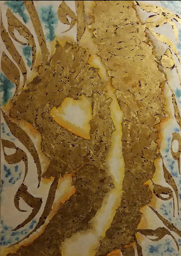 هنر نقاشی و گرافیک محفل نقاشی و گرافیک محسن الهیان عنوان : او
طلاورنگ روغن روی بوم 
سال: 1395 

بیانیه :
او  یا (الله ،یزدان ،خداوند، هو ، god)
نورست وبی شکل وقدرت لایزال.

استیتمنت :
او بزرگ:
رنگ طلایی‌به معنای نورکامل وحقیقت محض ست.
وضخامت آن نمادقدرت برترتمام عالم ست.

او های کوچک :
نمادبندگان میباشدکه همه به رنگ طلایی ومتصل به اوی بزرگ هستند واین یعنی که اودرون ماست.

هوالعشق:
رنگ قرمزتیره:
نمادشدت عشق ست اوعاشق ست ومعشوق.
پس ما
هم عاشقیم هم معشوق.

رنگ سبز :
نمادزندگی وزمین ست وحضوراودرتمام لحظه زندگیست.