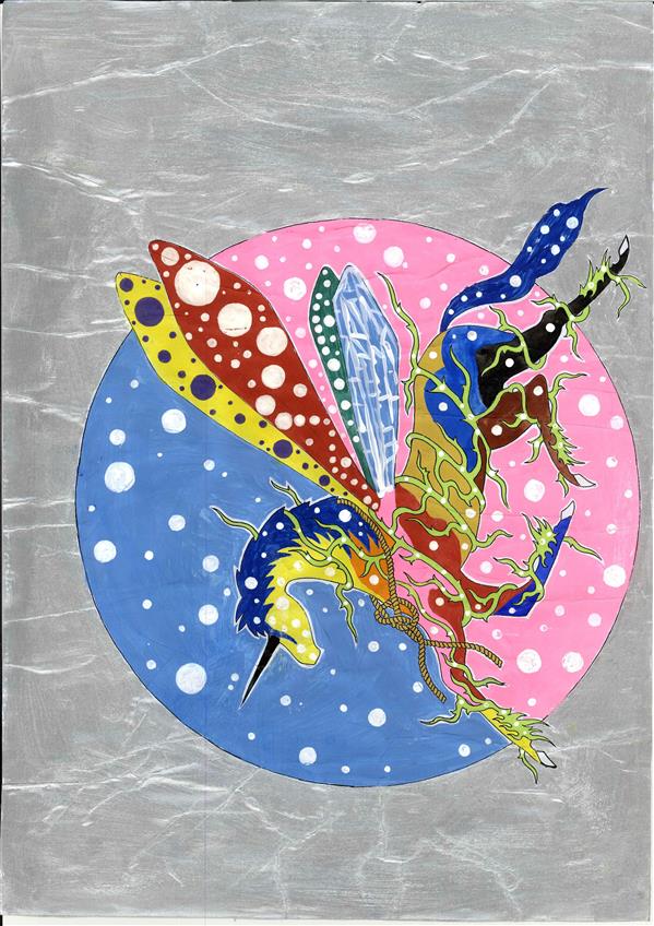 هنر نقاشی و گرافیک محفل نقاشی و گرافیک فیض الله کرمی سایز۴۰×۳۰#فانتزی،میناتور#مداد رنگی،گواش،راپید#۱۳۹۹#اثر اسب عقاب
