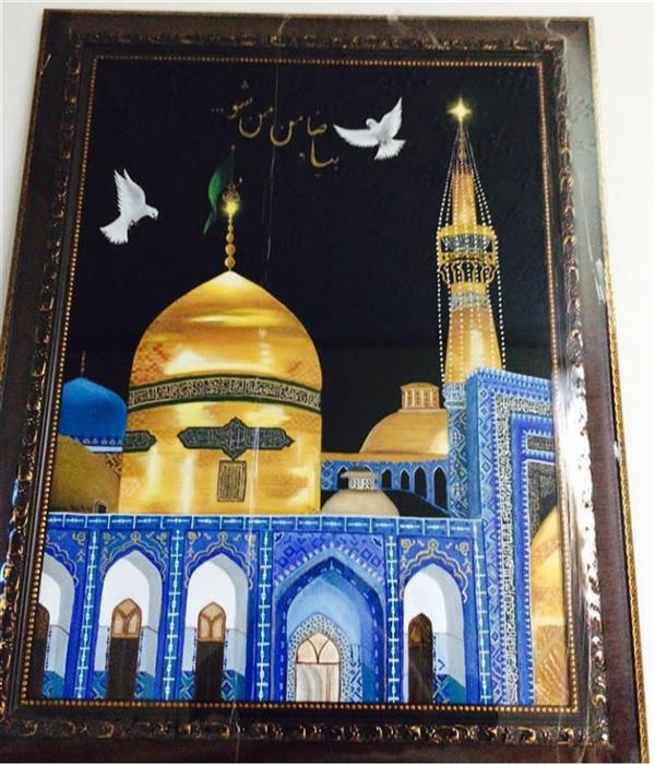 هنر نقاشی و گرافیک محفل نقاشی و گرافیک سماترابی  تکنیک #رنگ روغن روی بوم مخمل 
نام اثر#امام رضا 
تمامی آیه هاو ذکرها دست نویس واملادار هستند. 
