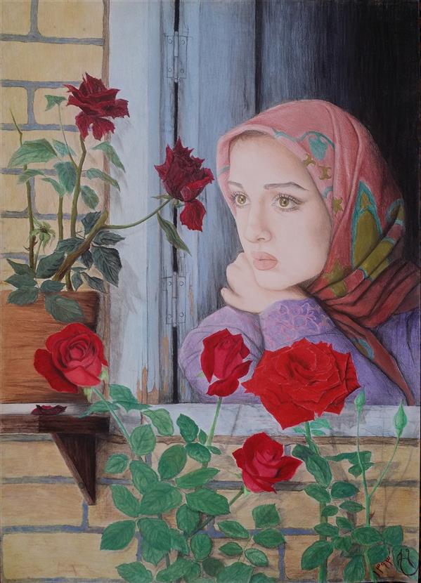 هنر نقاشی و گرافیک محفل نقاشی و گرافیک maryam hoseinjou نقاشی مداد رنگی و پاستیل روغنی
خواری سزای خار و خوشی در خور گل است
از تاب خویش و خیرگی من، عجب مدار
شادابی تو، دولت یک هفته بیش نیست
بر عهد چرخ و وعدهٔ گیتی، چه اعتبار
آنان کازین کبود قدح، باده میدهند
خودخواه را بسی نگذارند هوشیار
گر خار یا گلیم، سرانجام نیستی است
در باغ دهر، هیچ گلی نیست پایدار
گلبن، بسی فتاده ز سیل قضا بخاک
گلبرگ، بس شدست ز باد خزان غبار
بس گل شکفت صبحدم و شامگه فسرد
ترسم، تو نیز دیر نمانی بشاخسار
خلق زمانه، با تو بروز خوشی خوشند
تا رنگ باختی، فکنندت برهگذار
روزی که هیچ نام و نشانی نداشتی
جز من، ترا که بود هواخواه و دوستدار
پروین، ستم نمیکند ار باغبان دهر
گل را چراست عزت و خار از چه روست خوار
