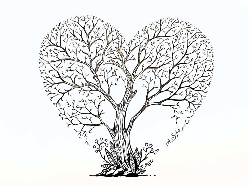 هنر نقاشی و گرافیک محفل نقاشی و گرافیک احمد شفیعی اثر احمد شفیعی | الهام گرفته شده از طبیعت، ترکیبی از قلب و شاخه های درختان
