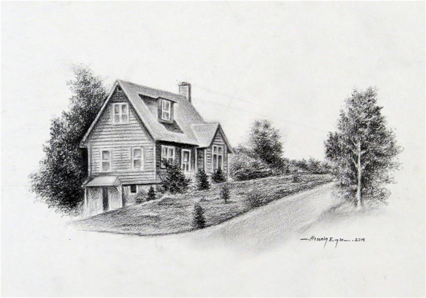 هنر نقاشی و گرافیک محفل نقاشی و گرافیک Emra Drawing of an old house with graphite pencil