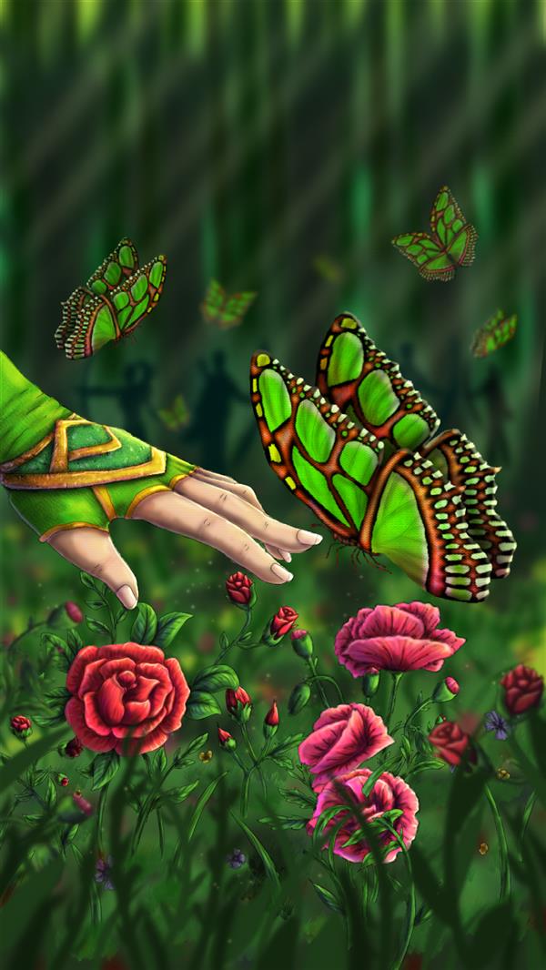 هنر نقاشی و گرافیک محفل نقاشی و گرافیک رضا راعی نقاشی دیجیتال گل و پروانه