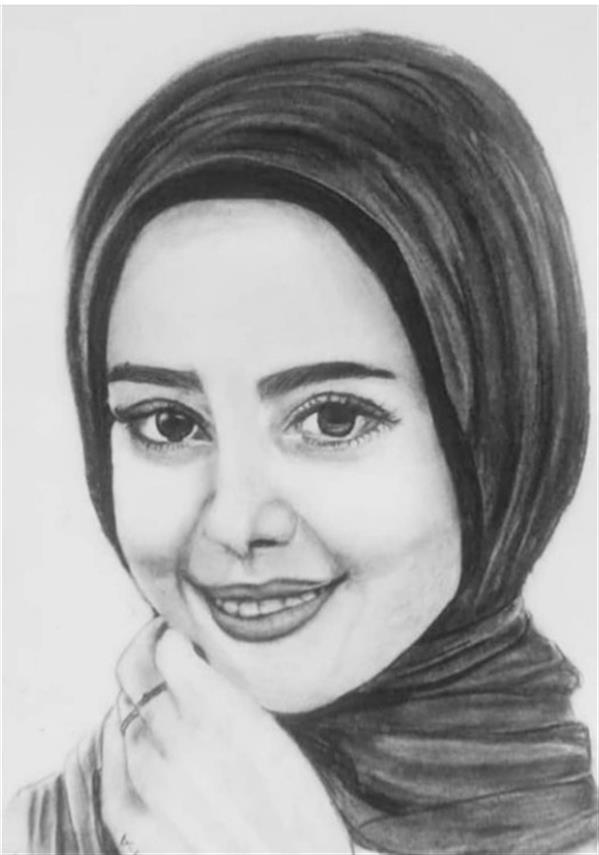 هنر نقاشی و گرافیک محفل نقاشی و گرافیک مریم حسینی سیاه قلم در مقوای a4 دخترشرقی نماد زیبایی و مهربانی