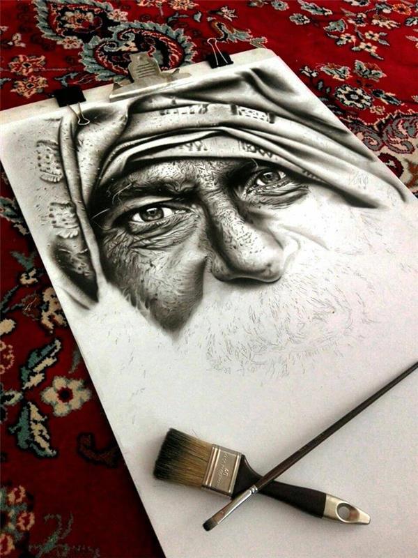 هنر نقاشی و گرافیک محفل نقاشی و گرافیک مهران رحمانی سیاه قلم.سبک فوتورئال .50 درصد انجام شده.