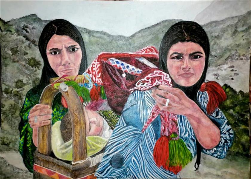 هنر نقاشی و گرافیک محفل نقاشی و گرافیک فاطمه صادقی  آبرنگ. 1401. زنان ایران. برفین