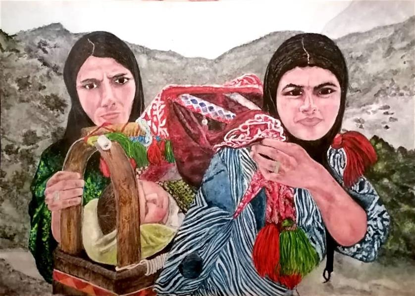 هنر نقاشی و گرافیک محفل نقاشی و گرافیک فاطمه صادقی  آبرنگ. 1401.زنان ایران. برفین