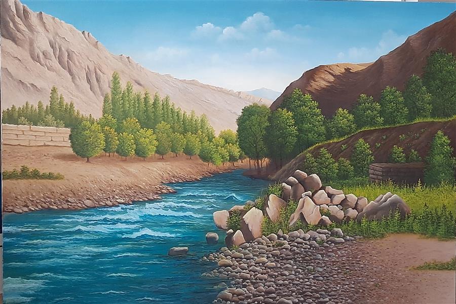 هنر نقاشی و گرافیک محفل نقاشی و گرافیک نفیسه نیری تابلوی رودخانه آبی
رنگ روغن روی بوم 
