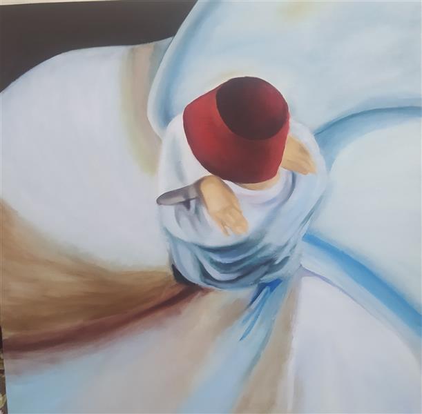 هنر نقاشی و گرافیک محفل نقاشی و گرافیک مریم مجدم رنگ و روغن ، رقص صوفی ، زمستان 1400، مریم مجدم
