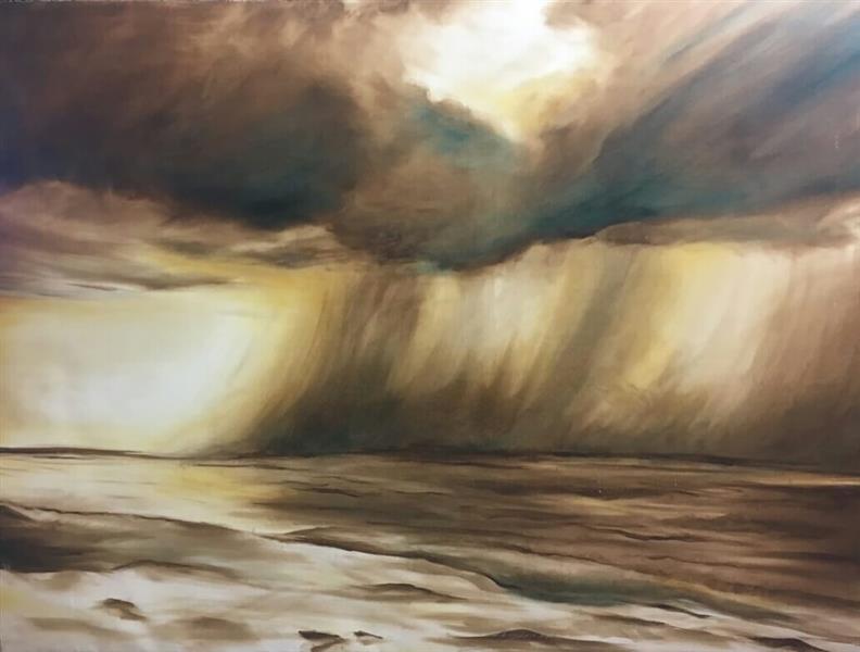 هنر نقاشی و گرافیک محفل نقاشی و گرافیک Nil○○f@r سایز: 1.5*2 متر
متریال:شاپان و رنگ روغن
موضوع:طوفان