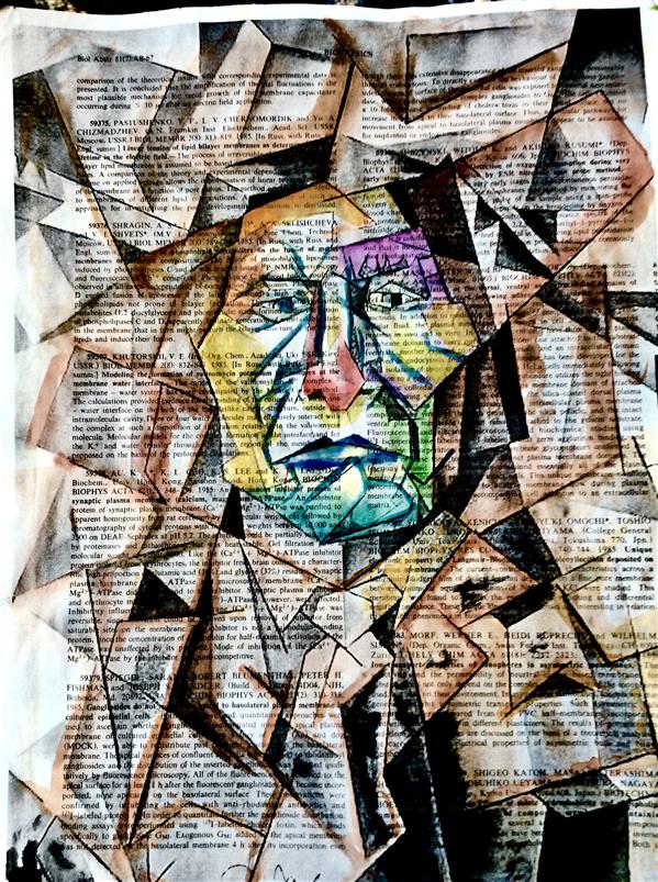 هنر نقاشی و گرافیک محفل نقاشی و گرافیک محمد احسانبخش آبرنگ بر روی کاغذ با قدمت 72 سال 2021 نام اثر منشور چهره هنرمند محمد احسانبخش