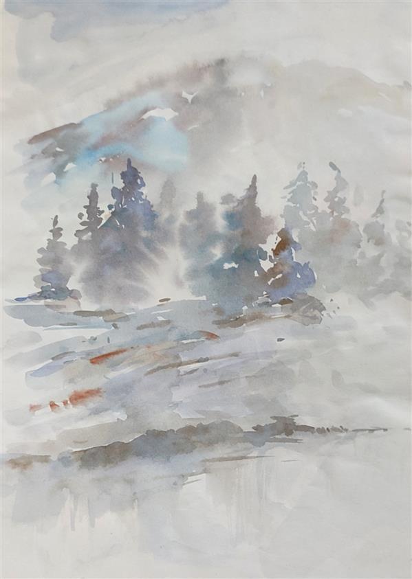 هنر نقاشی و گرافیک محفل نقاشی و گرافیک ab-derakhshan #آبرنگ#منظره#کاغذ#۱۴۰۰