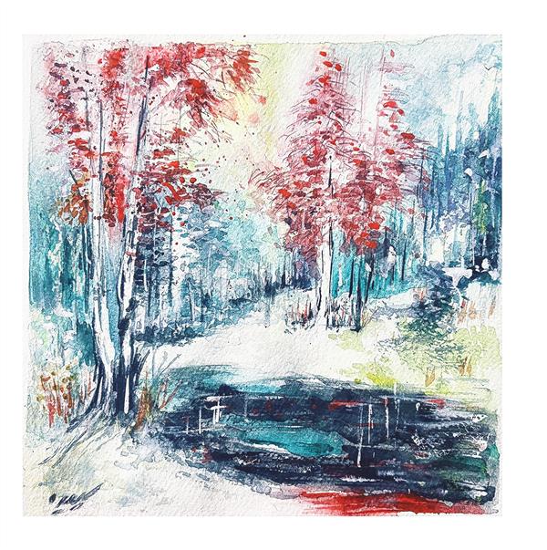 هنر نقاشی و گرافیک محفل نقاشی و گرافیک سپیده اربابی بیدگلی  نام اثر: به پیشواز زمستان 
تکنیک آبرنگ روی مقوای فابریانو 