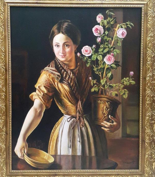 هنر نقاشی و گرافیک محفل نقاشی و گرافیک Nahid Safari نام اثر:دختری با گلدان رز
سایز۶۰×۹۰
رنگ روغن