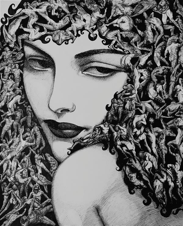 هنر نقاشی و گرافیک محفل نقاشی و گرافیک احسان حقایقی تصویر سازی شعر 
سلسله موی دوست حلقه دام بلاست... 
کار با راپید