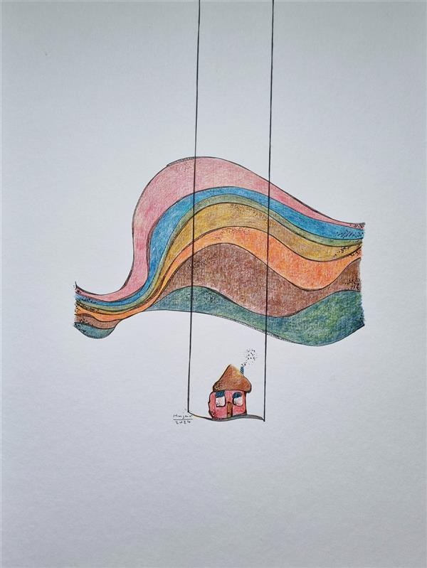 هنر نقاشی و گرافیک محفل نقاشی و گرافیک هاجر متین فر  مقوای ۴۰۰ گرمی
مدادرنگی و روان‌نویس و نخ
۱۴۰۲
دیگر در این شهر نیستم 
هاجر متین فر