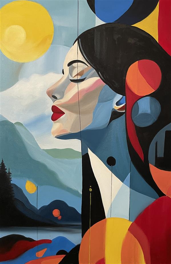 هنر نقاشی و گرافیک محفل نقاشی و گرافیک سحرمرتضوی غروب درون
از مجموعه «رویاهای رنگین»
۶۰×۹۰ سانت | رنگ روغن روی بوم | ۱۴۰۴
زنی که در غروب کوهستان غرق شده؛ خورشید در چشمانش، دریا در تنش. اشکال هندسی، نماد حرکت ذهن و گذر زمان هستند.
امضا شده + گواهی اصالت
قیمت: ۹,۵۰۰,۰۰۰ تومان