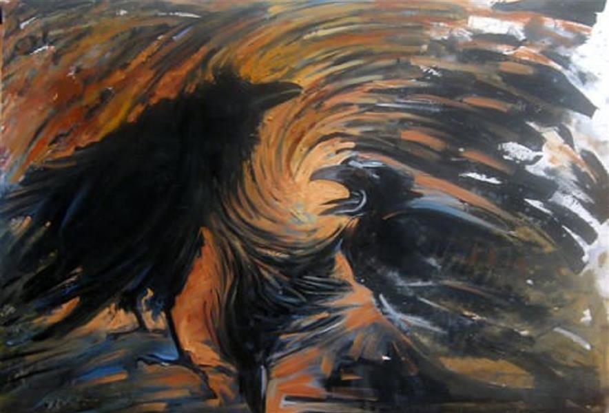 هنر نقاشی و گرافیک محفل نقاشی و گرافیک مصطفی خزایی رنگ و روغن ،1388،مجموعه این پرنده های لعنتی ، مصطفی خزایی