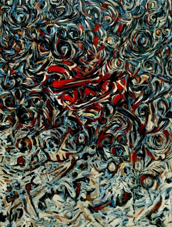 هنر نقاشی و گرافیک محفل نقاشی و گرافیک مصطفی خزایی رنگ و روغن ، 1403،آبستره خط ، مصطفی خزایی