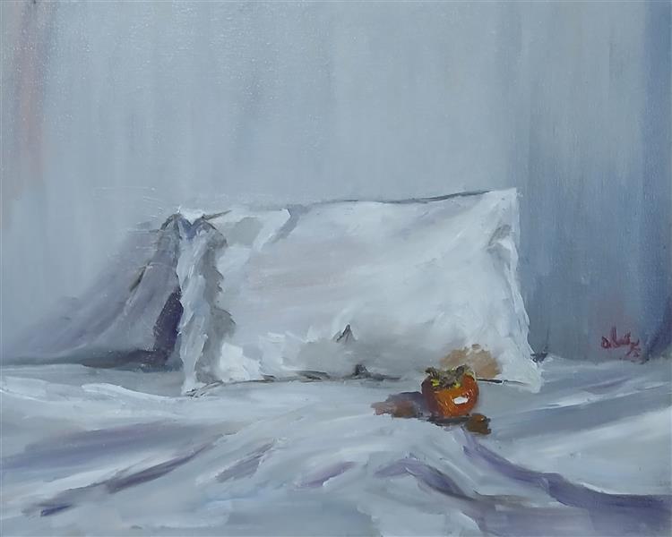 هنر نقاشی و گرافیک محفل نقاشی و گرافیک پری ماه محمدیان رنگ روغن روی بوم ،سال ۱۴۰۴
بالشت سفید و خرمالو