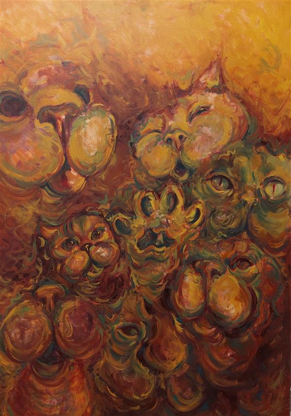 هنر نقاشی و گرافیک محفل نقاشی و گرافیک الناز شادور گربه های دفرمه شده. رنگ روغن روی بوم، ۱۰۰ در ۷۰ سانتی متر. هنرمند: الناز شادور