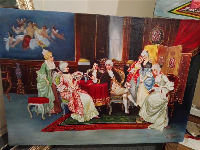 هنر نقاشی و گرافیک محفل نقاشی و گرافیک جمشید چراغیان تکنیک رنگ روغن سبک کلاسیک مدل فرانسوی