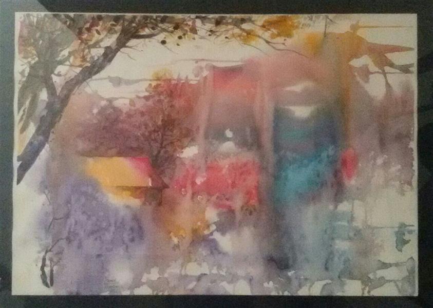 هنر نقاشی و گرافیک محفل نقاشی و گرافیک حامد خوارزمی تکنیک آبرنگ اندازه 100×76 کلبه ای در جنگل و مه #باغ-ایرانی #hamedkharazmi