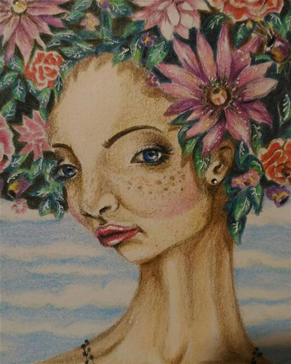 هنر نقاشی و گرافیک محفل نقاشی و گرافیک فاطمه نهاوندی flower woman