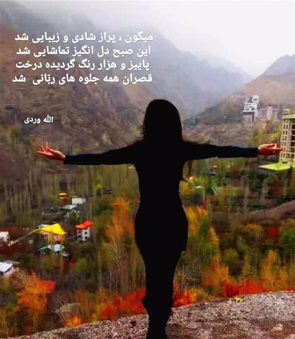 هنر شعر و داستان محفل شعر و داستان مهناز الله وردی میگونی #میگون#پاییز#میگون ، پراز شادی و زیبایی شد
این صبح دل انگیز تماشایی شد
پاییز و هزار رنگ گردیده درخت
قصران همه جلوه های رویایی شد
#مهناز_الله_وردی_میگونی