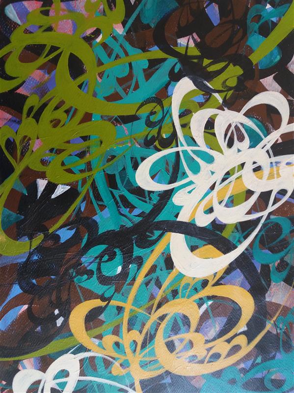 هنر خوشنویسی محفل خوشنویسی مسعود درستکار نقاشیخط.اکرولیک روی مقوا.۳۵.۴۵.بدون احتساب پاسپارته