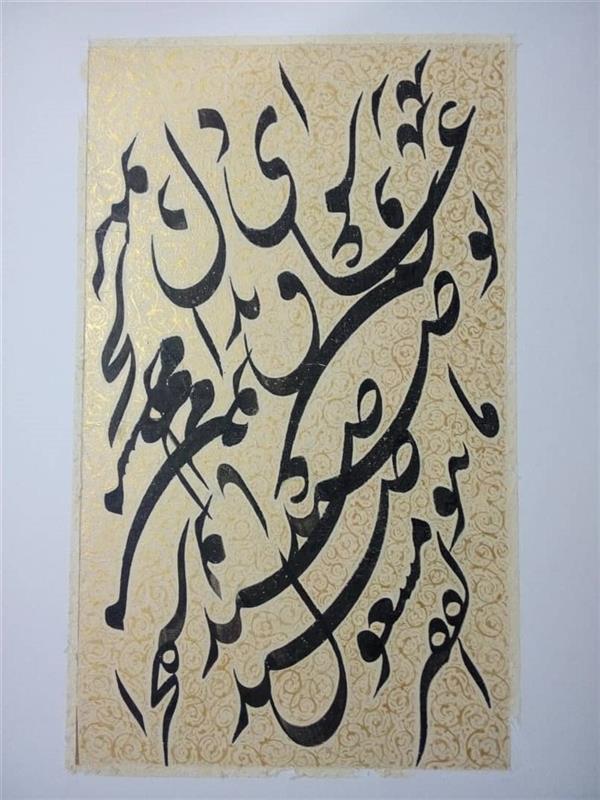 هنر خوشنویسی محفل خوشنویسی محمدبیگدلی سیاه مشق کاغذ دست ساز آهارمهره با تذهیب