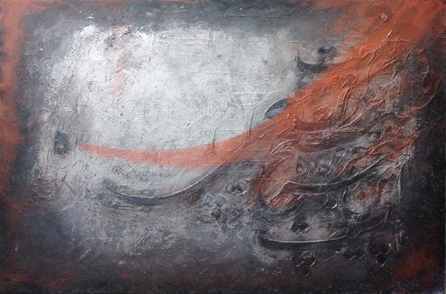 هنر خوشنویسی محفل خوشنویسی Mahsa Irani Mixed media on silver leaves , on canvas with floating frame