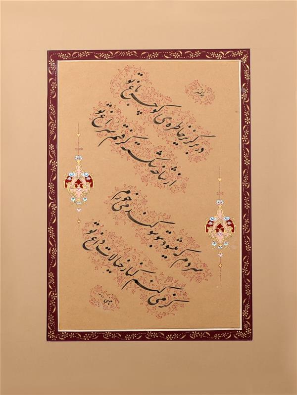 هنر خوشنویسی محفل خوشنویسی سیامک ماحسنی جانکبری چلیپا - نظیر نویسی - 1396
تذهیب  استاد گرانقدر سرکار خانم مریم فضلی