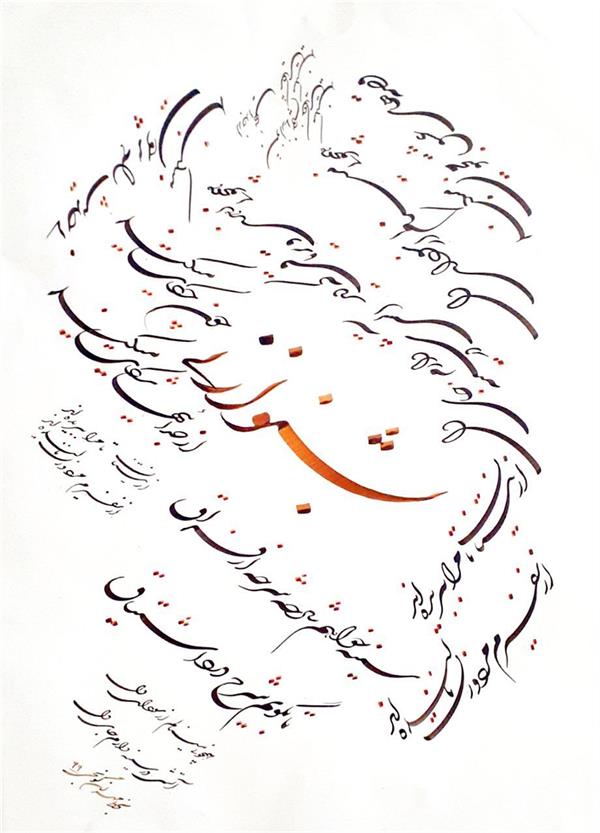 هنر خوشنویسی محفل خوشنویسی مهران گونجی بشنو از نی ابعاد ۳۵ در ۵۰
