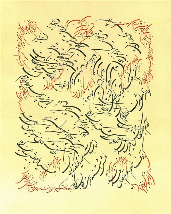 هنر خوشنویسی محفل خوشنویسی سیدطه میرحسین زاده قطعه « ازآب هم مضایقه کردند کوفیان»