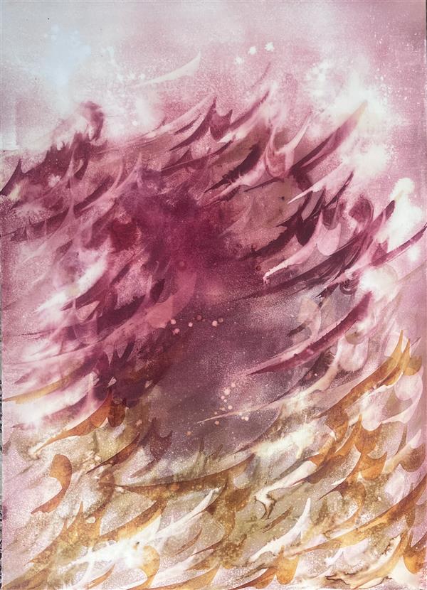 هنر خوشنویسی محفل خوشنویسی راضیه سبزه ها خط و رنگ در هم تنیده‌اند تا قصه رهایی و شوق رسیدن را نجوا کنند.#نقاشیخط#کالیگرافی 
عنوان:هفت شهر عشق
اکرولیک/ترکیب مواد روی بوم
سال:۱۴۰۴
رازبانو