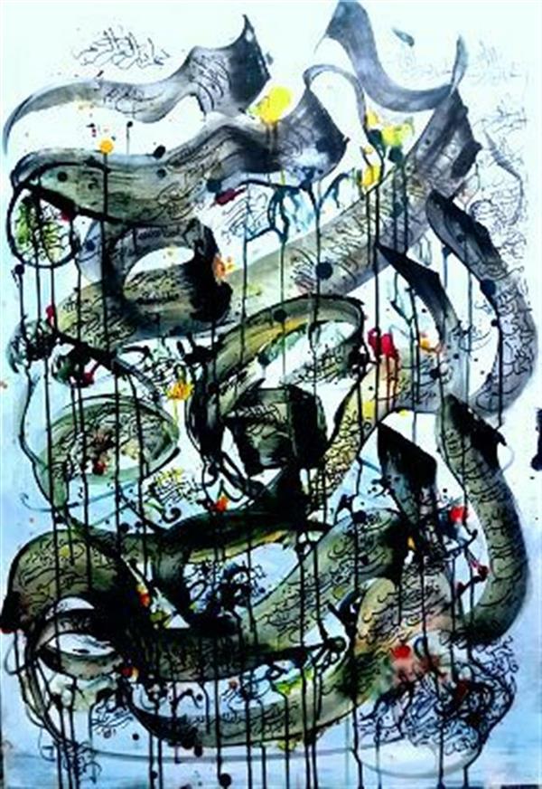 هنر خوشنویسی محفل خوشنویسی علی اکبرنژاد چهارقل و حمد 
در ابعاد ۱۰۰× ۱۵۰ سانتیمتر
خط: #اکبرنژاد