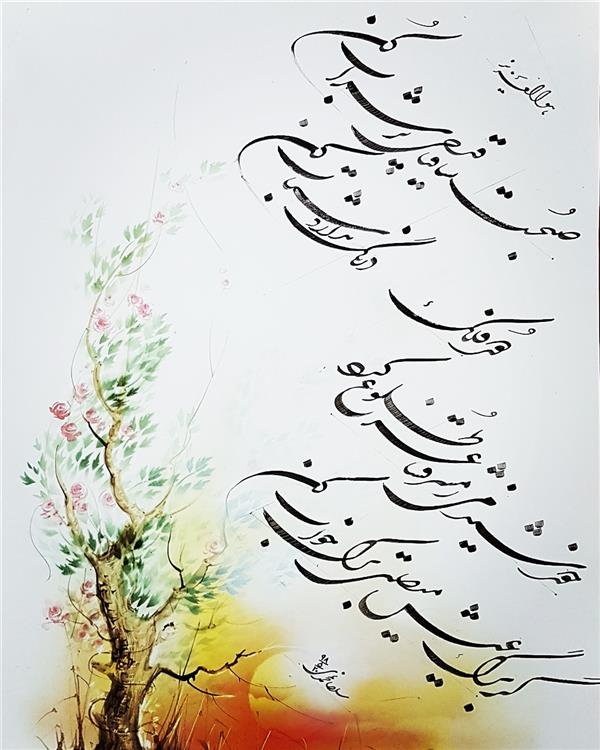 هنر خوشنویسی محفل خوشنویسی رضا سلطان محمدی چلیپا با قلم ۲.۵ میل
در کاغذ تذهیب به سایز a4