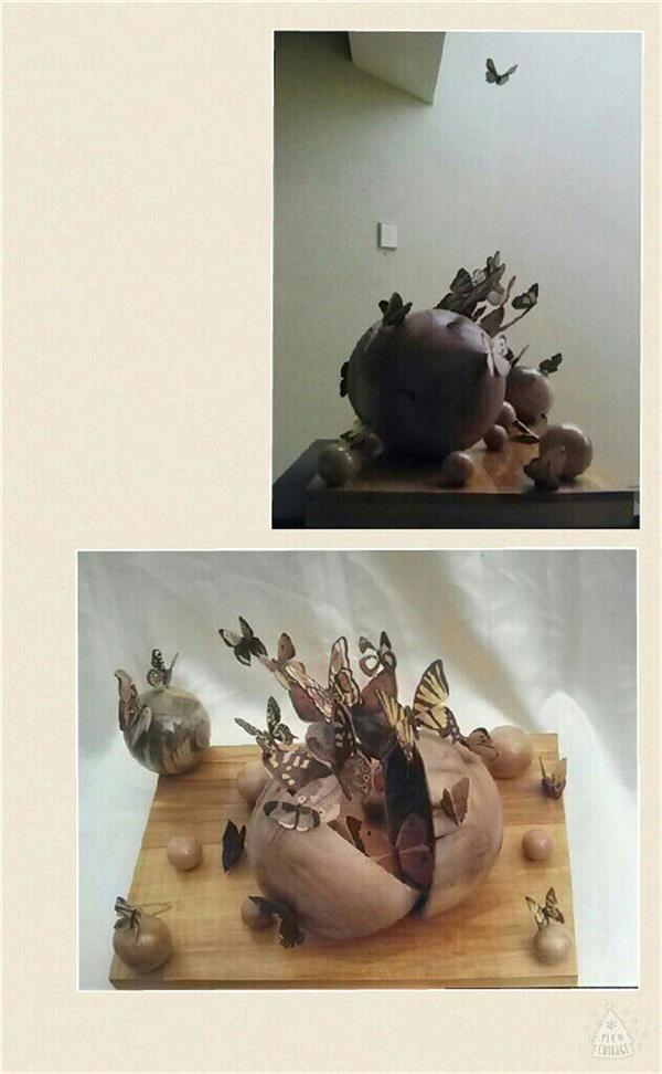 هنر سایر محفل سایر هنر ها پروانه سادات میرآفتابیان نام: عروج
سال ساخت :1386
مجسمه باچوب و پروانه ها معرق شد
ابعاد تقریباً 45*55