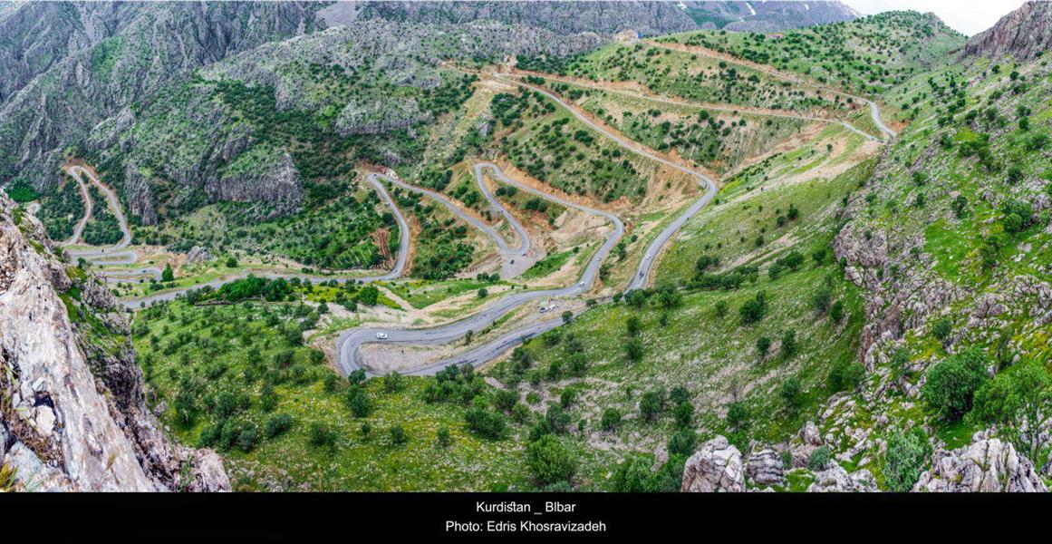 هنر عکاسی بهار - جاده زیبای روستای بلبر در اورامان تخت، استان کردستان