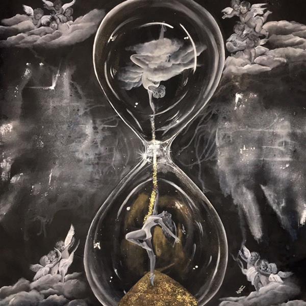 هنر نقاشی و گرافیک نقاشی سورئال ادنا صفری ۱۴۰*۱۴۰
نام اثر : پرفرمنس زندگی 
زمان در گذر است 
و خدا به انسان زمان بخشید تا رقص زندگیش را کامل کند و کمال را تجربه کند